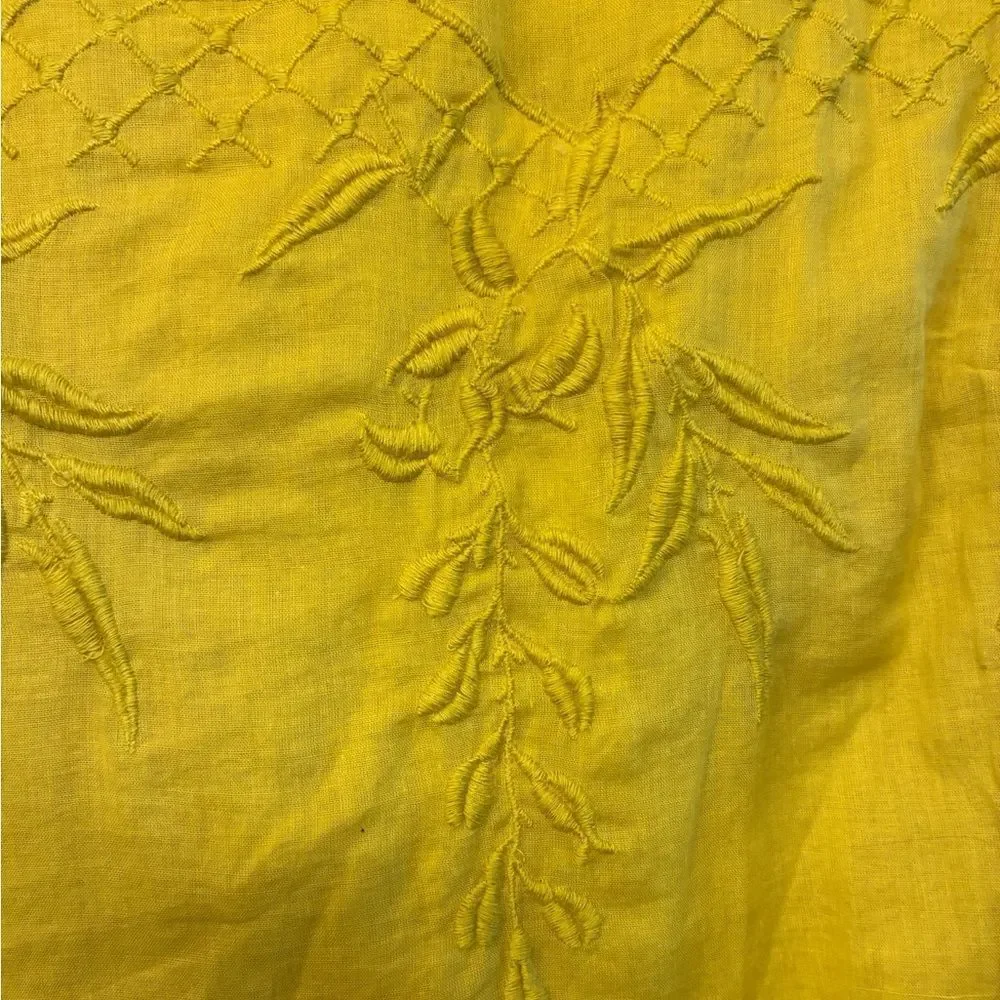 ANTHROPOLOGIE MOULINETTE SOEURS Ethel Pullover Blouse Yellow Women’s Size 12 - Picture 3 of 5